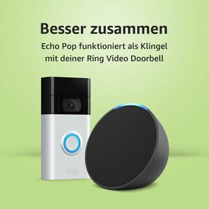 Ring Video Doorbell von Amazon, Nickel Matt, Funktionert mit Alexa + Wir stellen vor: Echo Pop | Anthrazit - Smart Home-Einsteigerpaket