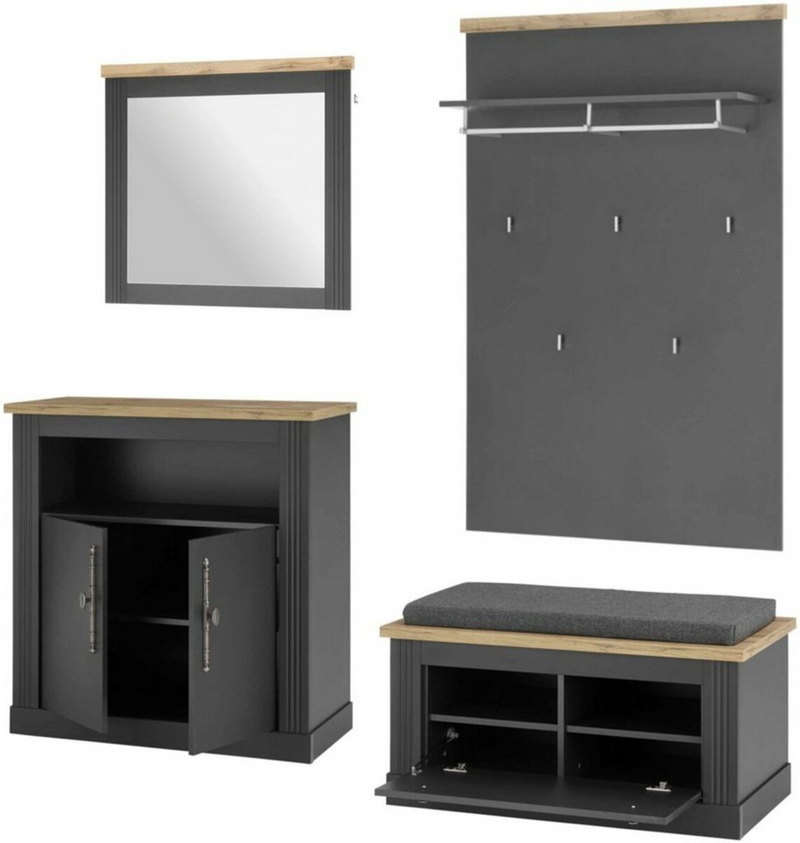 Bild 1 von Home affaire Garderoben-Set WESTMINSTER, (4-St), Grau