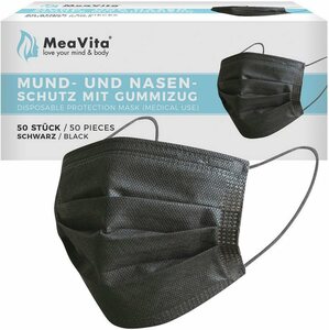Medizinischer Mund-Nasen-Schutz, Packung, 50-St., Schwarz