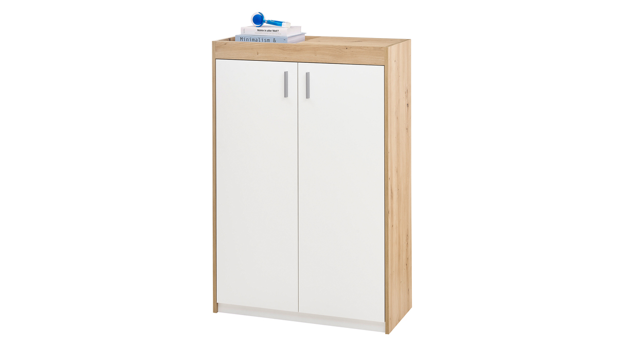 Bild 1 von Schuhschrank Artisan Eiche - weiß 84 x 126 cm 2-türig - PARIS
