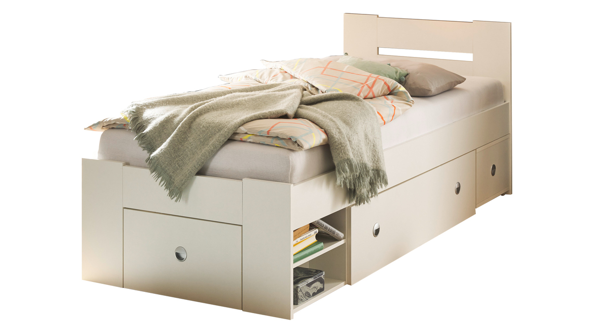 Bild 1 von Jugendbett 90 x 200 cm weiß Stauraumbett - STEFAN