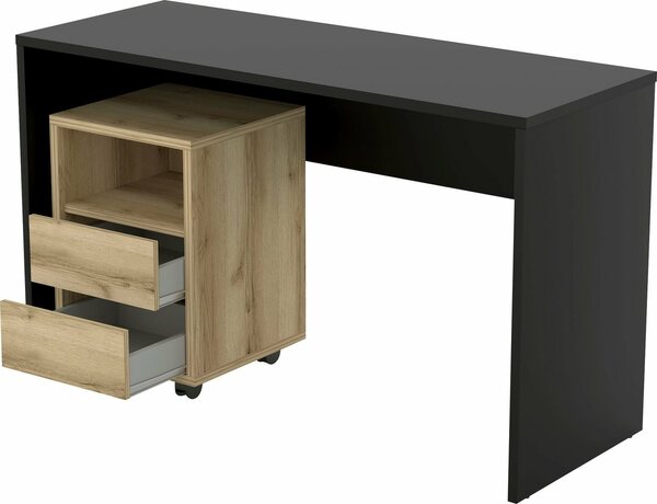 Bild 1 von Helvetia Büro-Set Agapi, (Set, 2-St), bestehend aus Schreibtisch und Rollcontainer im modernen Design, Schwarz