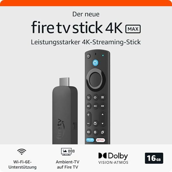 Bild 1 von Der neue Amazon Fire TV Stick 4K Max, unterstützt Streaming über Wi-Fi 6E, Ambient-TV
