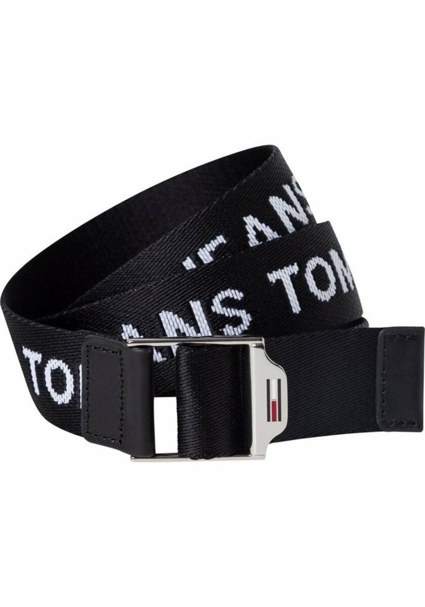 Bild 1 von Tommy Jeans Stoffgürtel mit Tommy Jeans Schriftzügen entlang des gesamten Gürtels, Schwarz