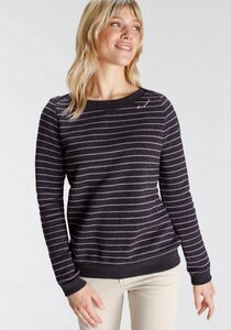Ragwear Sweater TASHI Longsleeve Pullover im Streifen-Design, Schwarz