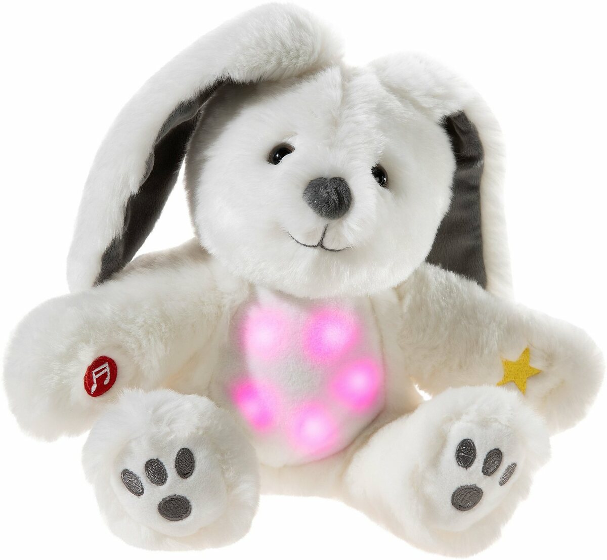Bild 1 von Heunec® Kuscheltier Musiledi Hase 20 cm, mit Nachtlichtfunktion und Schlaflied, Grau|weiß