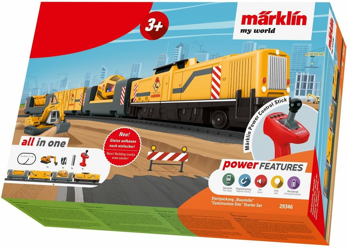 Bild 1 von Märklin Modelleisenbahn-Set Märklin my world - Startpackung Baustelle - 29346, Spur H0, mit Licht- und Soundeffekten, Gelb|grau