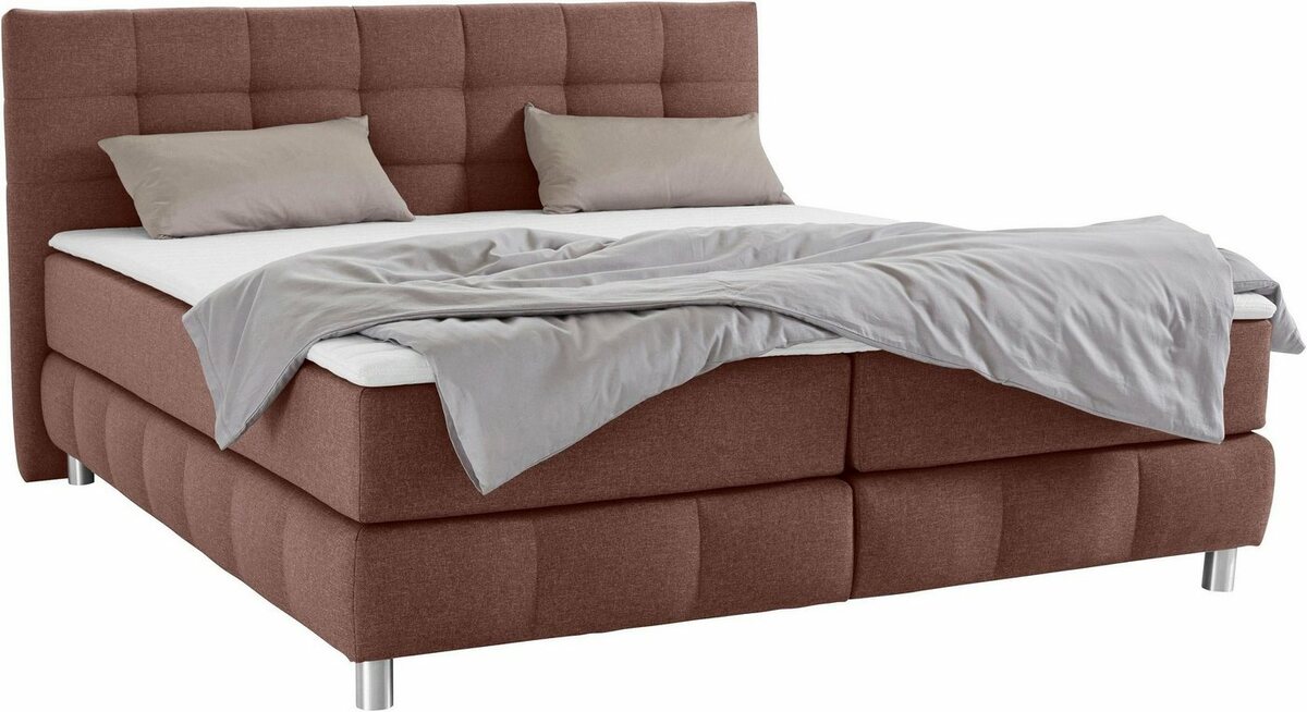 Bild 1 von Andas Boxspringbett Salo XXL, in Samtoptik oder Struktur, 6 Breiten in Überlänge 220cm, 4 Härtegrade, Braun