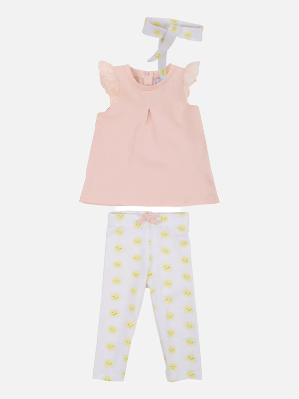 Bild 1 von Baby Mädchen 3er Set bestehend aus Shirt, Leggings und Haarband
                 
                                                        Rosa