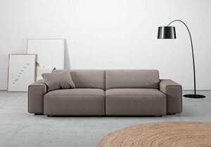 andas Big-Sofa Glimminge, besondere Kedernähte, auch in Breitcord + Easy care-Bezug, Zierkissen