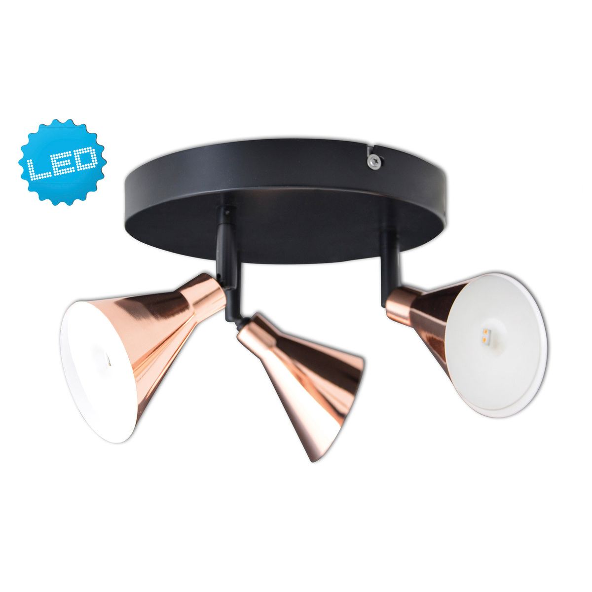 Bild 2 von 3er LED-Wand-u. Deckenspot "Copper" d:38cm