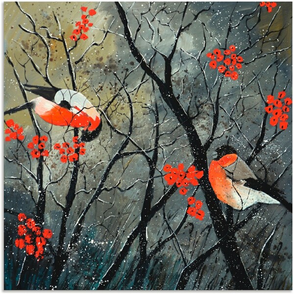 Bild 1 von Artland Wandbild "rote Vögel im Winter", Vögel, (1 St.), als Alubild, Leinwandbild, Wandaufkleber oder Poster in versch. Größen
