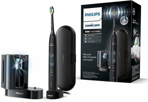 Bild 1 von Philips Sonicare ProtectiveClean 5100 Elektrische Zahnbürste, Schallzahnbürste, UV-Reinigungsgerät, Reiseetui (Modell HX6850/57)