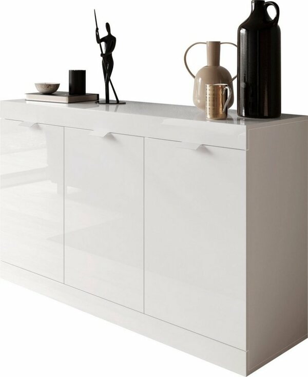 Bild 1 von LC Sideboard Slim, Breite 136 cm, weiß Hochglanz Lack, Weiß