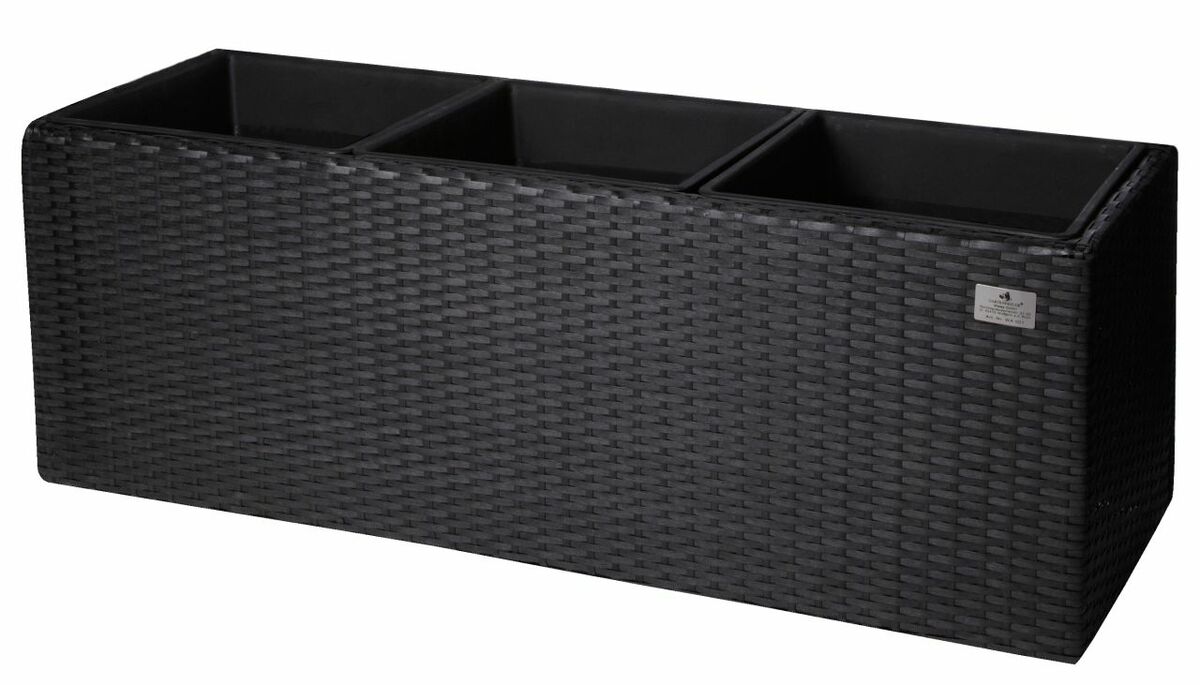 Bild 1 von Pflanzkübel Polyrattan 76 x 26 x 29,5 cm, für Innen und Außen, Kunststoffeinsatz, anthrazit