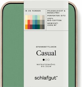Spannbettlaken CASUAL u.a. in Gr. 90x200, 140x200 oder 180x200 cm, 100% Bio-Baumwolle, Schlafgut, Jersey, Gummizug: rundum, (1 Stück), Bettlaken für Matratzen bis 25 cm Höhe, zuverlässig, langleb