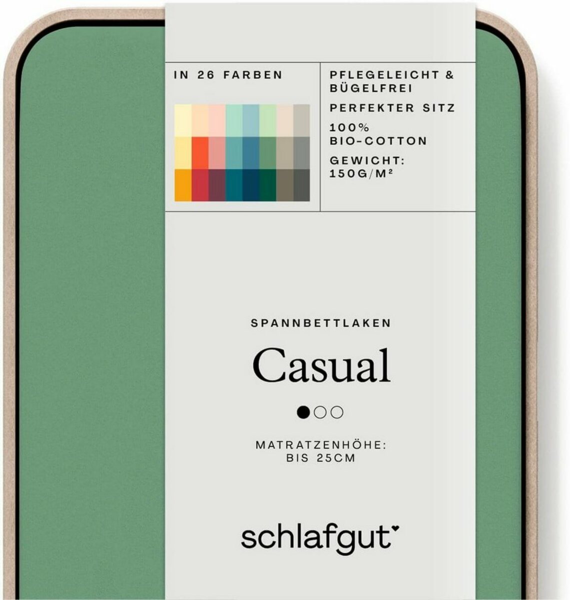 Bild 1 von Spannbettlaken CASUAL u.a. in Gr. 90x200, 140x200 oder 180x200 cm, 100% Bio-Baumwolle, Schlafgut, Jersey, Gummizug: rundum, (1 Stück), Bettlaken für Matratzen bis 25 cm Höhe, zuverlässig, langleb