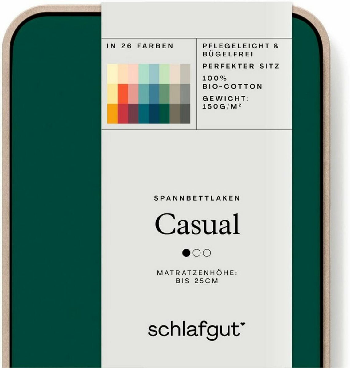 Bild 1 von Spannbettlaken CASUAL u.a. in Gr. 90x200, 140x200 oder 180x200 cm, 100% Bio-Baumwolle, Schlafgut, Jersey, Gummizug: rundum, (1 Stück), Bettlaken für Matratzen bis 25 cm Höhe, zuverlässig, langleb