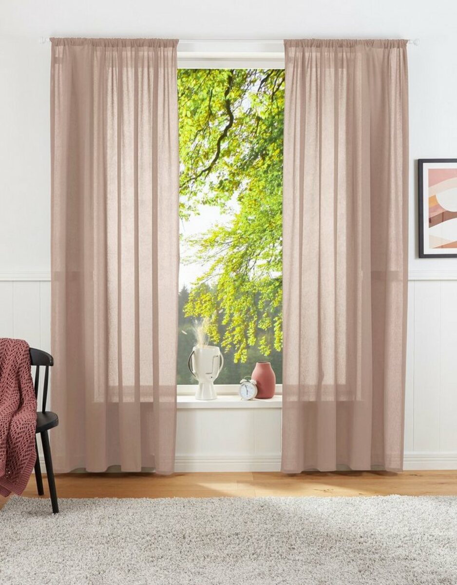 Bild 1 von Vorhang Lanea, LeGer Home by Lena Gercke, Stangendurchzug (1 St), halbtransparent, Leinenoptik, 1 Schal, verschiedene Größen, Rosa