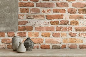 A.S. Création Vliestapete Bricks & Stones Backstein Steinoptik, leicht strukturiert, matt, (1 St), Orange|rot|weiß