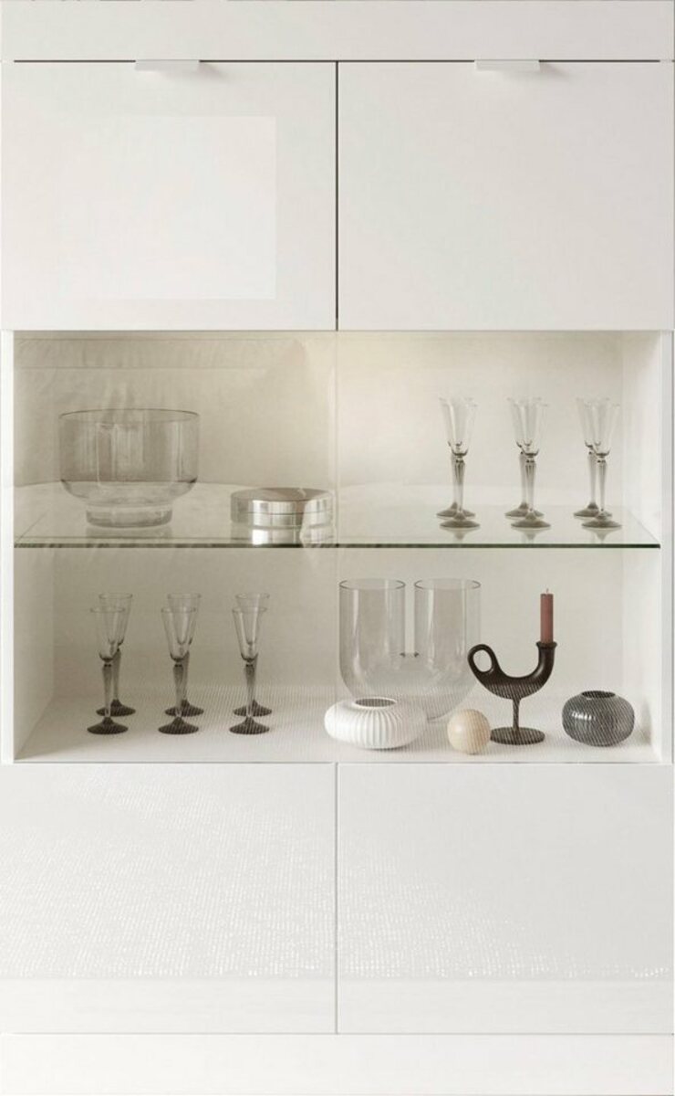 Bild 1 von LC Vitrine Slim Breite 91 cm, weiß Hochglanz Lack, Weiß