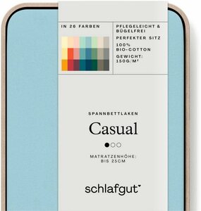Spannbettlaken CASUAL u.a. in Gr. 90x200, 140x200 oder 180x200 cm, 100% Bio-Baumwolle, Schlafgut, Jersey, Gummizug: rundum, (1 Stück), Bettlaken für Matratzen bis 25 cm Höhe, zuverlässig, langleb