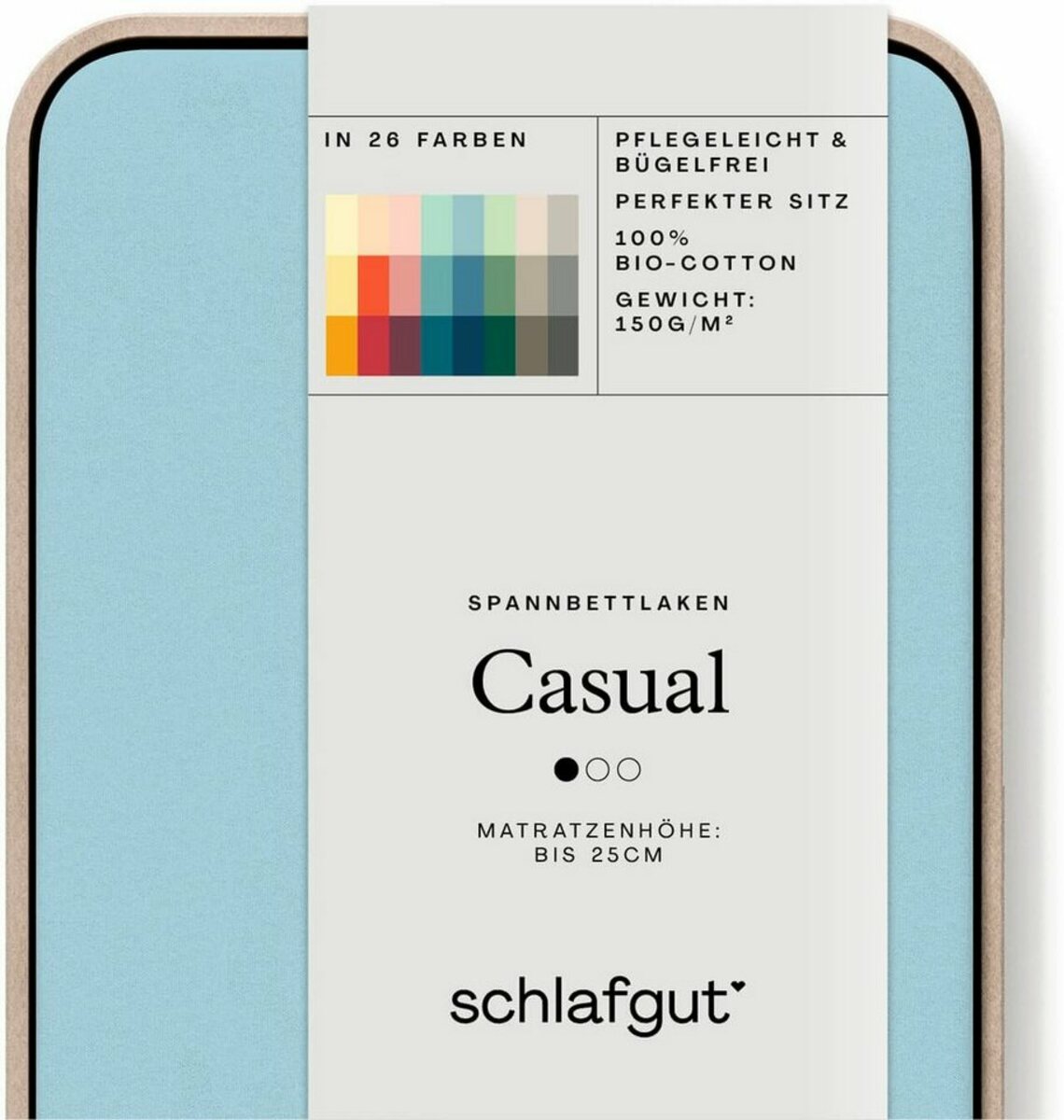 Bild 1 von Spannbettlaken CASUAL u.a. in Gr. 90x200, 140x200 oder 180x200 cm, 100% Bio-Baumwolle, Schlafgut, Jersey, Gummizug: rundum, (1 Stück), Bettlaken für Matratzen bis 25 cm Höhe, zuverlässig, langleb