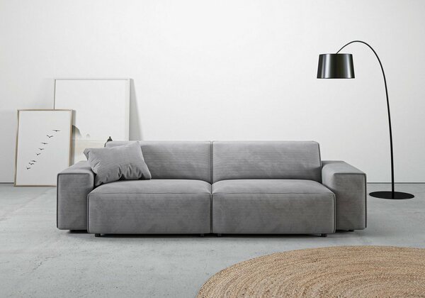 Bild 1 von Andas Big-Sofa Glimminge, besondere Kedernähte, auch in Breitcord + Easy care-Bezug, Zierkissen, Grau