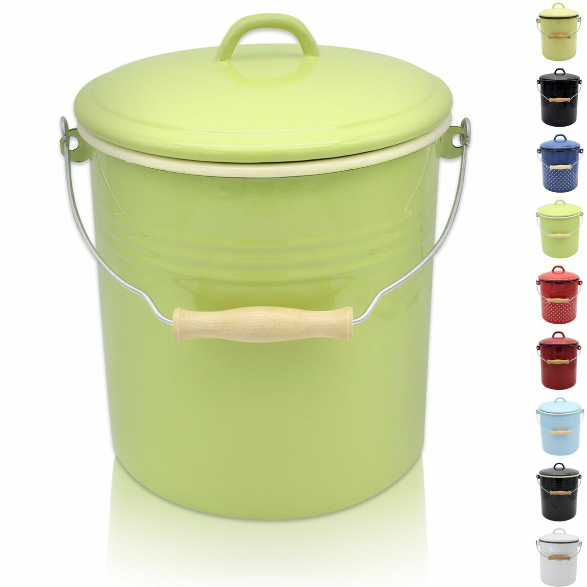 Bild 1 von Karl Krüger - Emaillierter Mülleimer JUIST mit Deckel, 10 Liter