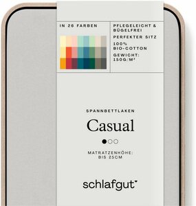 Spannbettlaken CASUAL u.a. in Gr. 90x200, 140x200 oder 180x200 cm, 100% Bio-Baumwolle, Schlafgut, Jersey, Gummizug: rundum, (1 Stück), Bettlaken für Matratzen bis 25 cm Höhe, zuverlässig, langleb