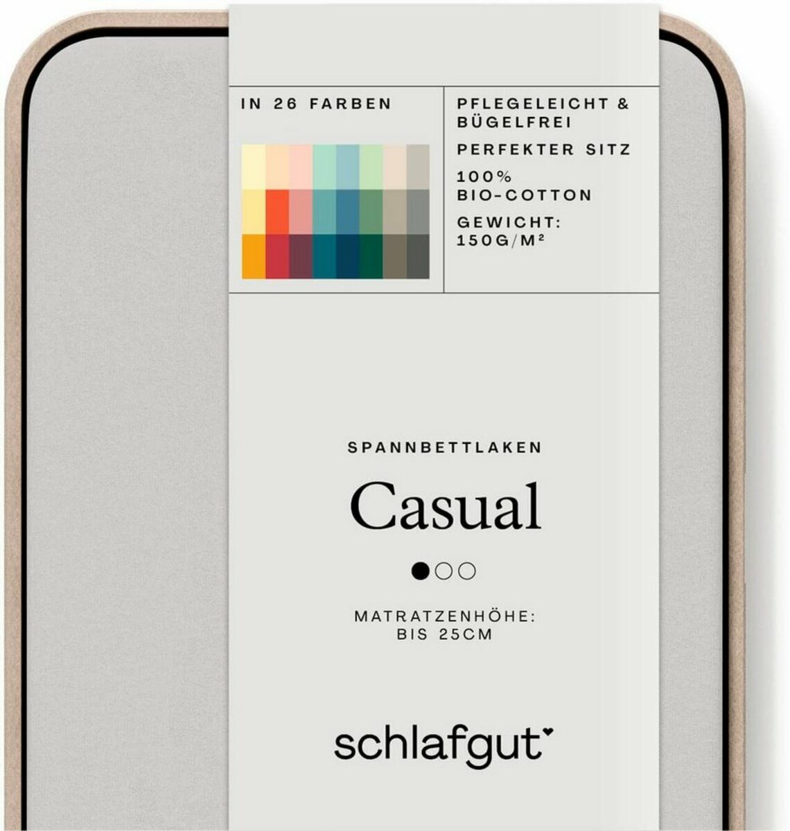 Bild 1 von Spannbettlaken CASUAL u.a. in Gr. 90x200, 140x200 oder 180x200 cm, 100% Bio-Baumwolle, Schlafgut, Jersey, Gummizug: rundum, (1 Stück), Bettlaken für Matratzen bis 25 cm Höhe, zuverlässig, langleb