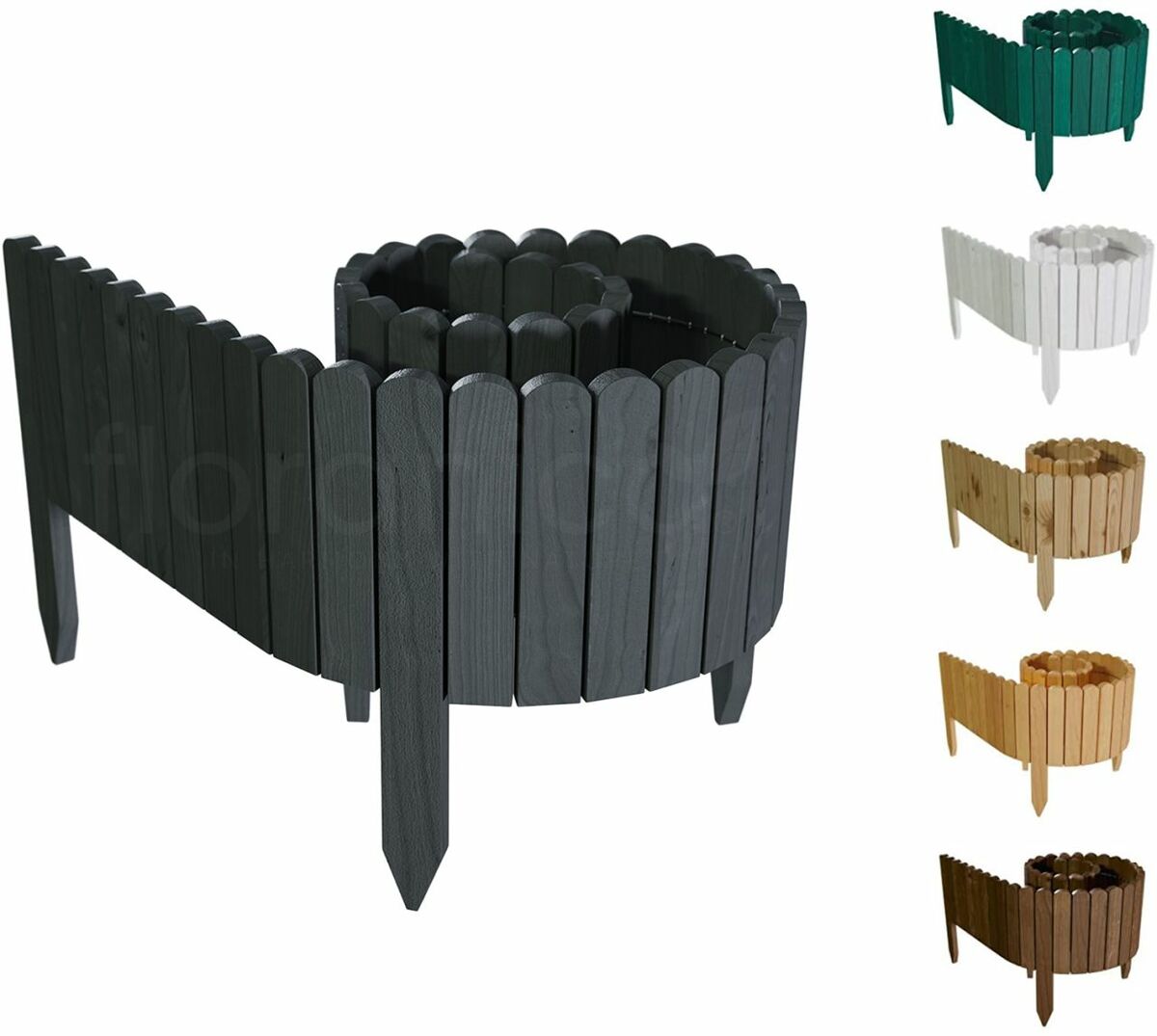 Bild 1 von Floranica Rollborder Flexibler Holzzaun 203cm Höhe: 40cm Anthrazit Imprägniert Kiefernholz Beeteinfa