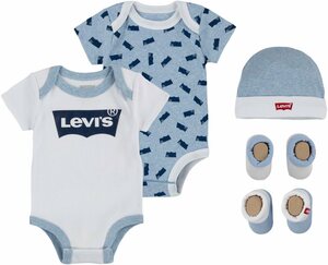 Levi's® Kids Kurzarmbody Neugeborenen-Geschenkset BATWING 5PC SET (5-tlg) UNISEX, Blau