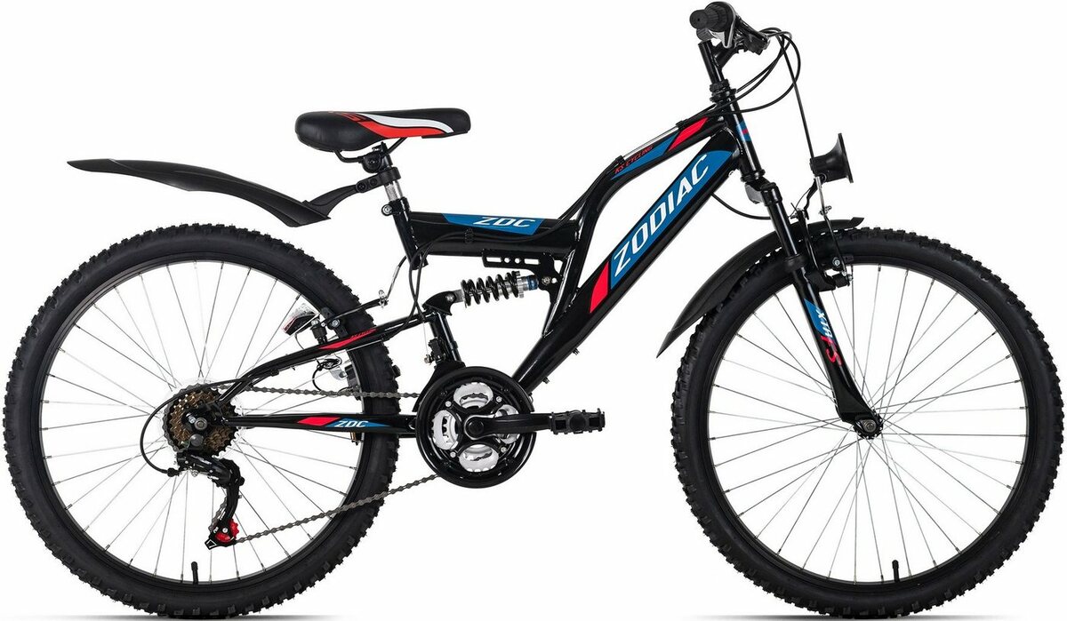 Bild 1 von KS Cycling Jugendfahrrad Zodiac, 18 Gang Shimano Tourney Schaltwerk, Kettenschaltung, Schwarz