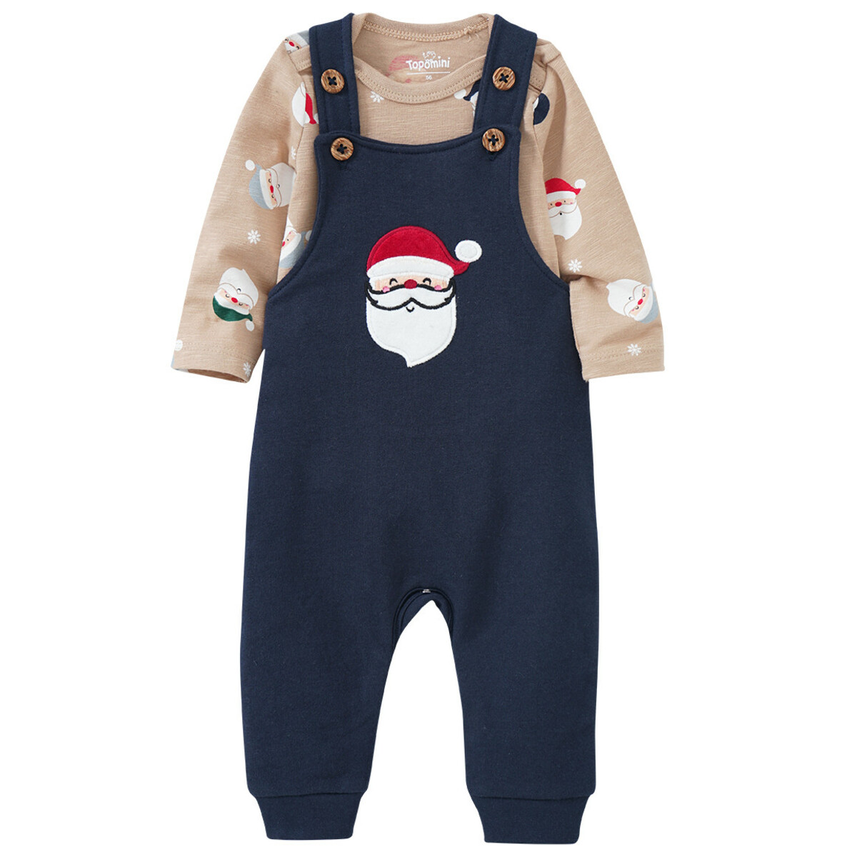 Bild 1 von Newborn Weihnachtsstrampler und Body im Set DUNKELBLAU / HELLBRAUN