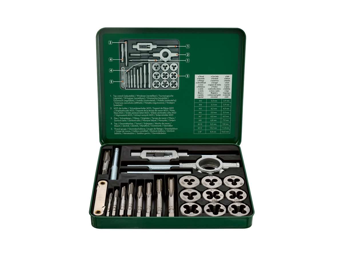 Bild 1 von PARKSIDE® Gewindebohrer- / Schneideisensatz, 21-teilig