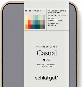 Spannbettlaken CASUAL u.a. in Gr. 90x200, 140x200 oder 180x200 cm, 100% Bio-Baumwolle, Schlafgut, Jersey, Gummizug: rundum, (1 Stück), Bettlaken für Matratzen bis 25 cm Höhe, zuverlässig, langleb