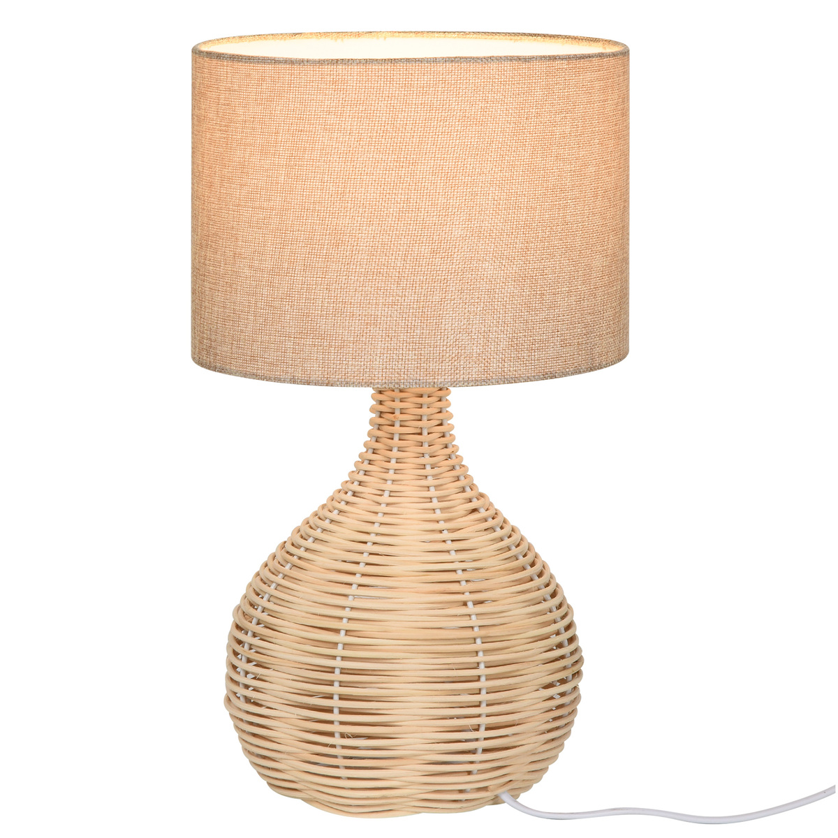 Bild 1 von HOMCOM Tischlampe Tischleuchte E27-Fassung Nachttischlampe 40 W Rattan Leinen Stahl Beige 22 x 22 x