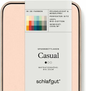 Spannbettlaken CASUAL u.a. in Gr. 90x200, 140x200 oder 180x200 cm, 100% Bio-Baumwolle, Schlafgut, Jersey, Gummizug: rundum, (1 Stück), Bettlaken für Matratzen bis 25 cm Höhe, zuverlässig, langleb