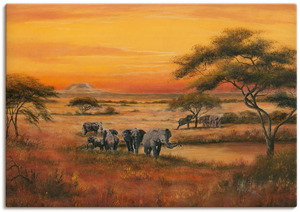 Artland Wandbild "Afrika Elefanten", Afrika, (1 St.), als Alubild, Leinwandbild, Wandaufkleber oder Poster in versch. Größen