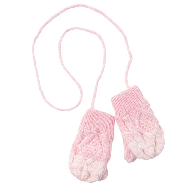 Bild 1 von Baby Fäustlinge mit Schnur ROSA / WEISS