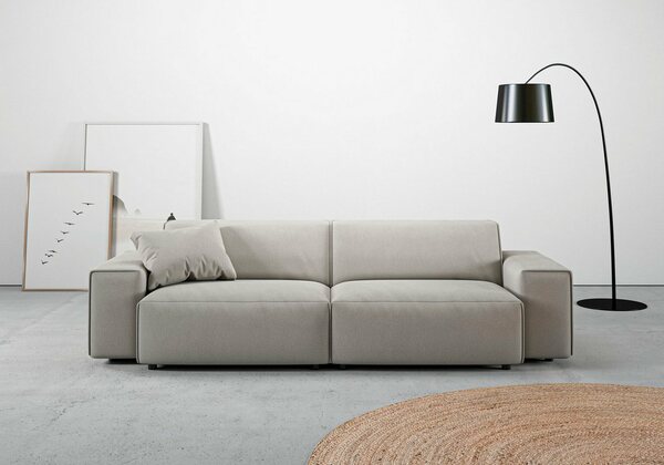 Bild 1 von Andas Big-Sofa Glimminge, besondere Kedernähte, auch in Breitcord + Easy care-Bezug, Zierkissen, Grau