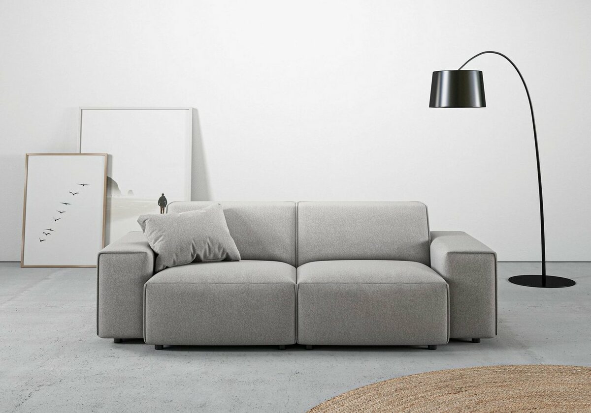 Bild 1 von Andas 2,5-Sitzer Glimminge, besondere Kedernähte, auch in Breitcord + Easy care-Bezug, Zierkissen, Grau