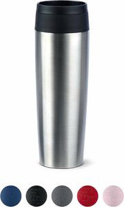 Emsa N20219 Travel Mug Classic Isolierbecher 0,5 Liter | neuer Komfort-Schraubverschluss | Edelstahl | 6h heiß und 12h kalt | 100% dicht | spülmaschinenfest | 360°-Trinköffnung | Edelstahl