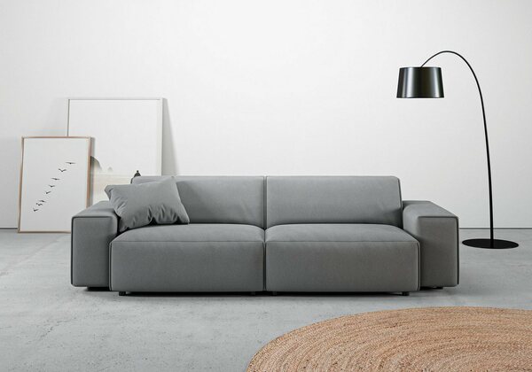 Bild 1 von Andas Big-Sofa Glimminge, besondere Kedernähte, auch in Breitcord + Easy care-Bezug, Zierkissen, Grau