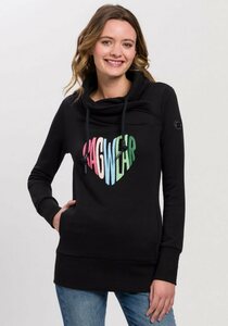 Ragwear Sweater NESKA LOVE O mit asymetrischem Schalkragen im Rainbow Pride-Design, Schwarz