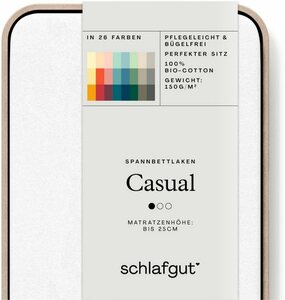Spannbettlaken CASUAL u.a. in Gr. 90x200, 140x200 oder 180x200 cm, 100% Bio-Baumwolle, Schlafgut, Jersey, Gummizug: rundum, (1 Stück), Bettlaken für Matratzen bis 25 cm Höhe, zuverlässig, langleb