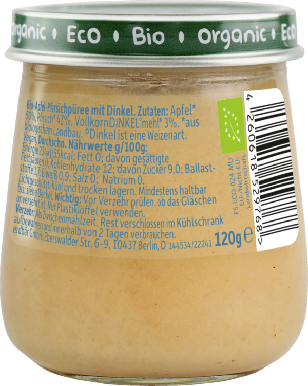 Bild 2 von Freche Freunde Bio Baby Apfel, Pfirsich mit Dinkel