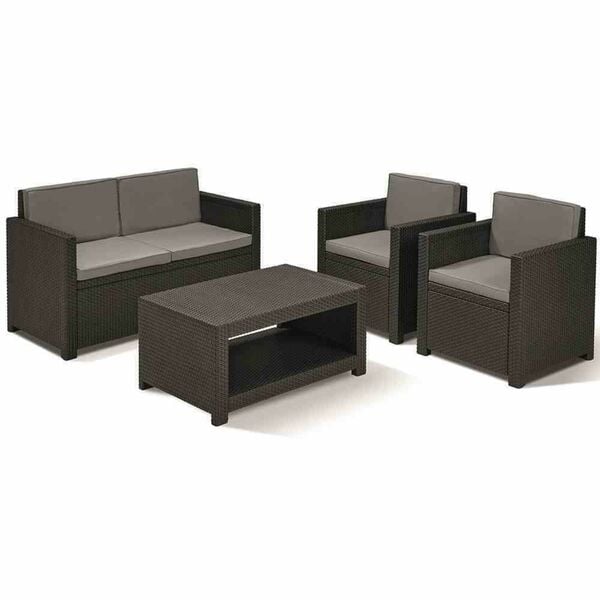 Bild 1 von ALLIBERT Loungeset Monaco, graphit 2x Sessel, 1x Bank, 1x Tisch, inklusive Sitz- und Rückenkissen