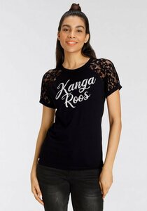 KangaROOS Spitzenshirt mit Raglanärmeln und Markenschriftzug - NEUE KOLLEKTION, Schwarz